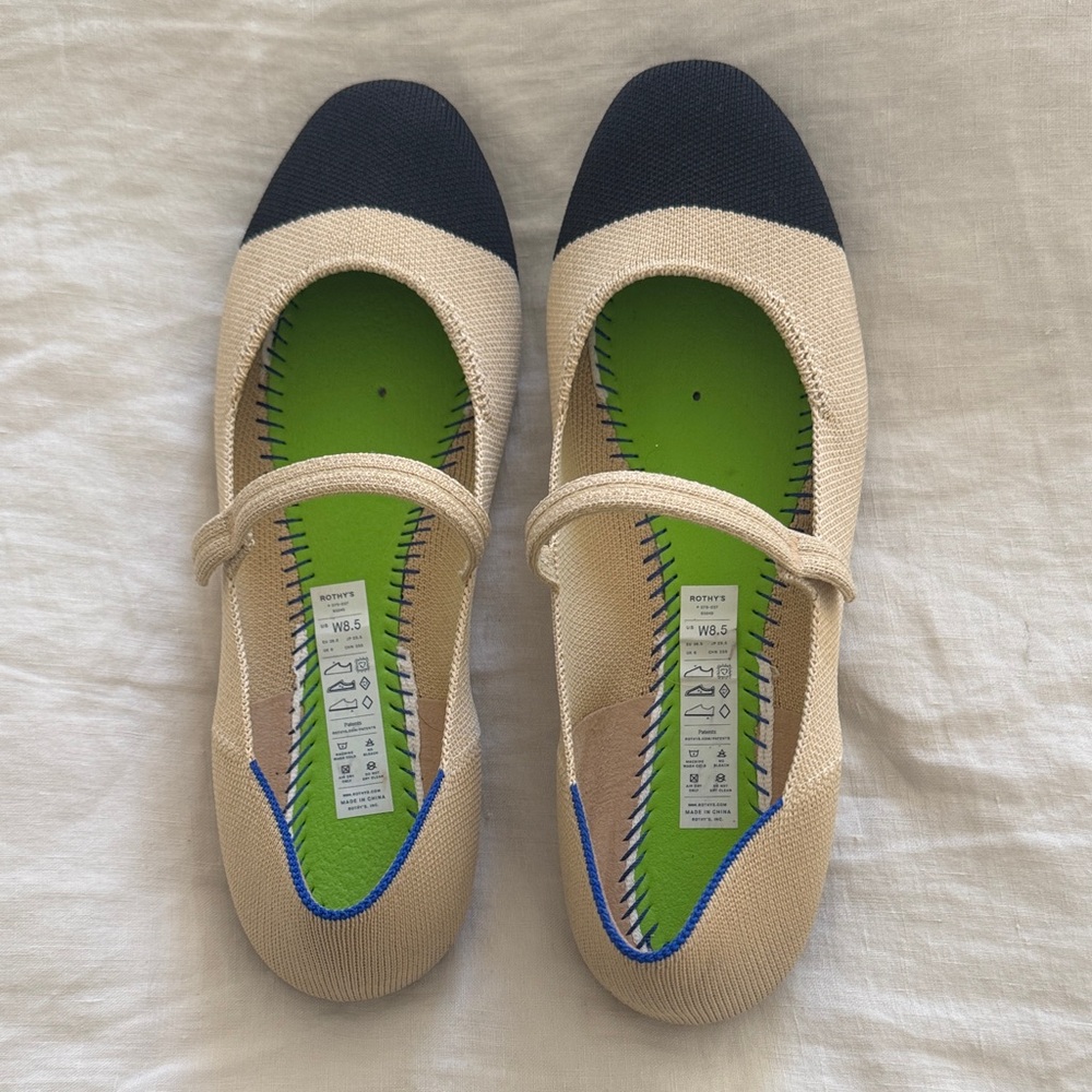 Rothy's Beige and Black Flats